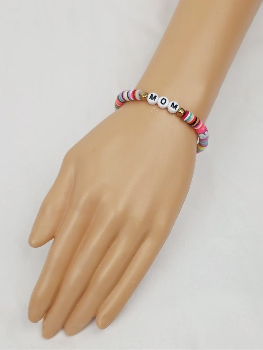 Handmade Clay Bead Multi Color Mom Bracelet